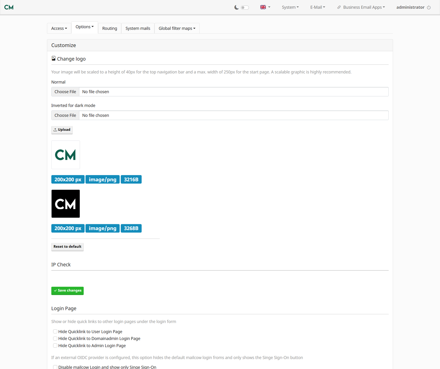 Codexplorer Mail customization dashboard
