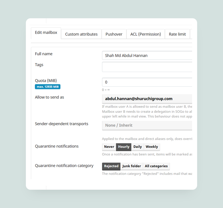 Codexplorer Mail user management for business email accounts